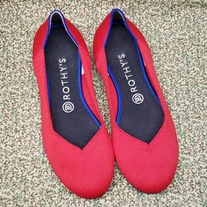 Red Rothy's Round Toe Red Flats sz 8.5